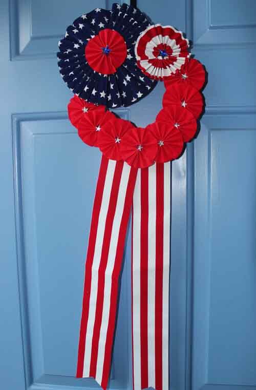 Patriotic Wreath - Finished with Buttons Glued