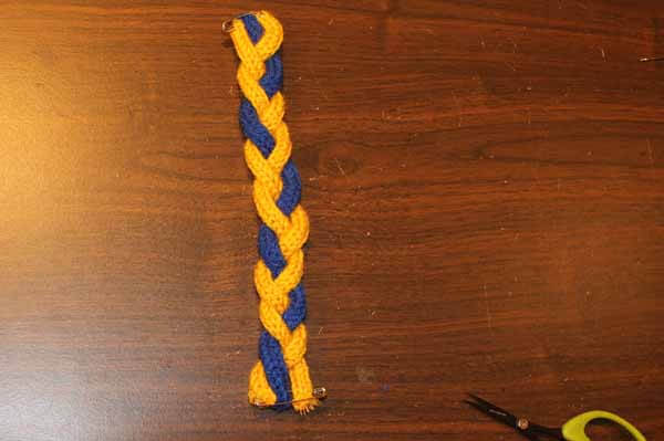 Spool Knitted Braided Bracelet - Braid Finished and Pinned