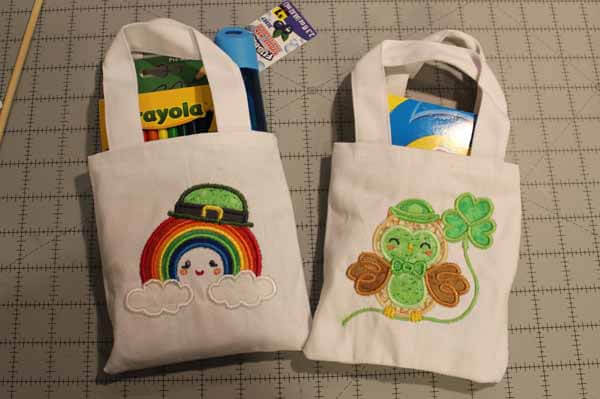 St Patricks Day Mini Tote Tutorial - Completed Bags
