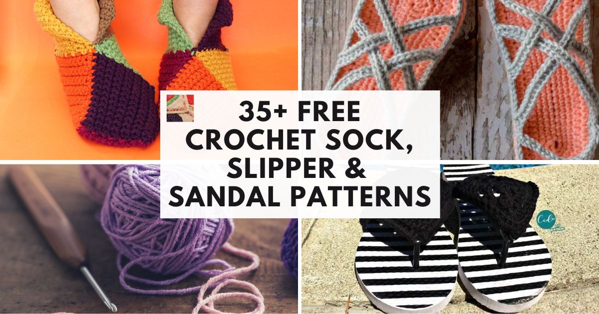 35+ Free Crochet Sock, Slipper and Sandal Patterns