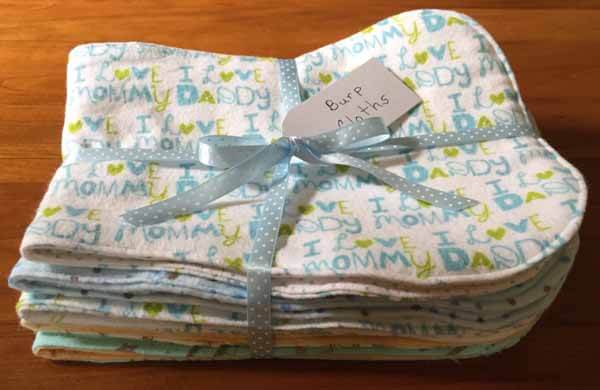 Baby Burp Cloth Tutorial - Finished Folded and Packaged