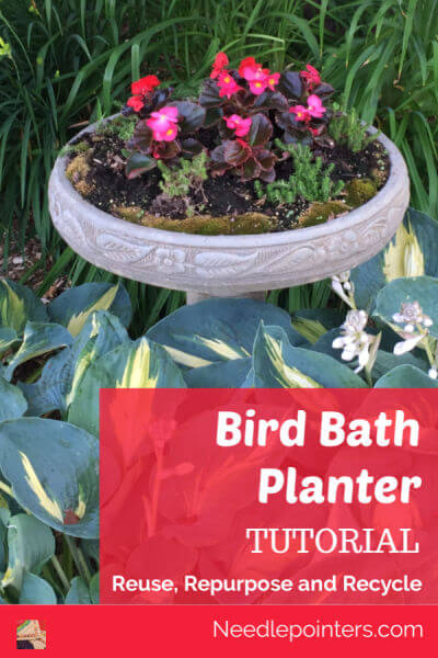 Bird Bath Planter Tutorial - pin