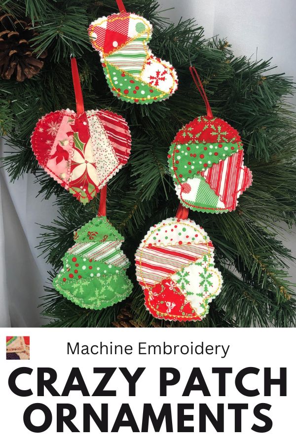 Crazy Patch Christmas Ornaments - pin