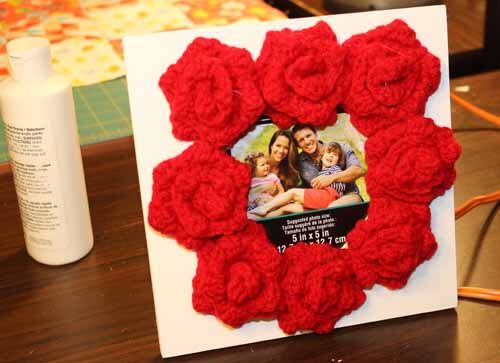 Crocheted Rose Frame