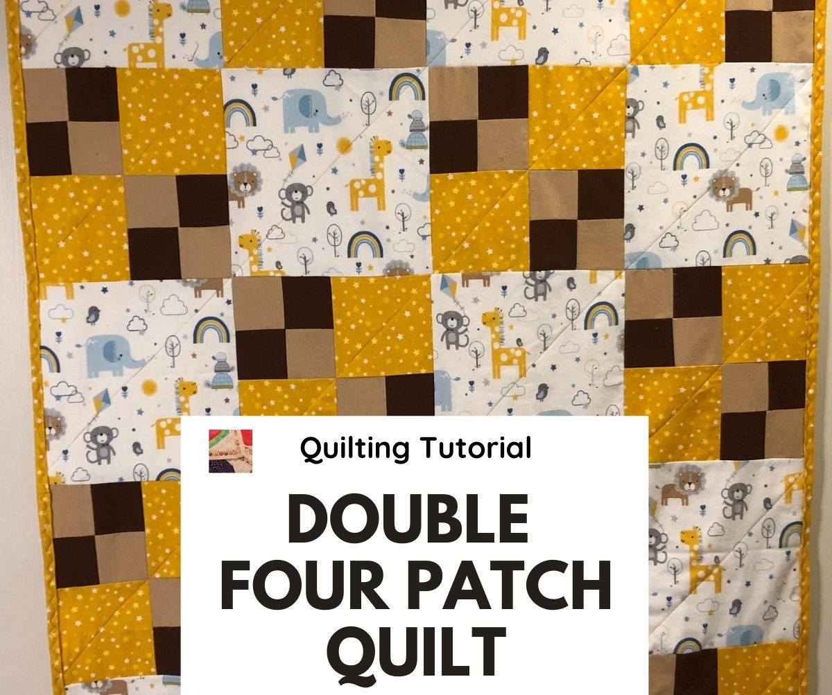 Double Four Patch Quilt With Feature Fabric Easy Quilt Pattern Needlepointers