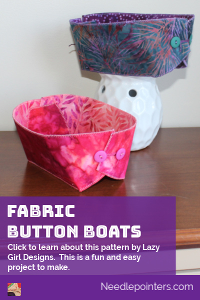Lazy Girl Designs - Fabric Button Boats pin