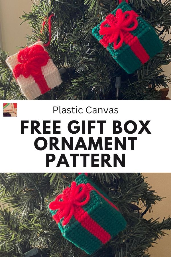 Gift Box Ornament Free Plastic Canvas Pattern - pin