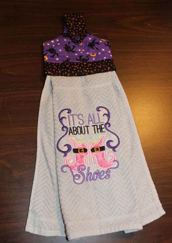 Halloween Machine Embroidered Towels - It's all about the shoes