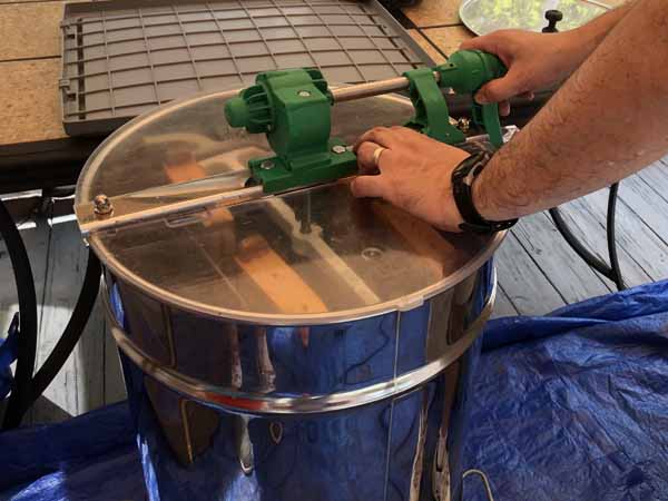 Harvesting Honey - Ready to spin honey extractor