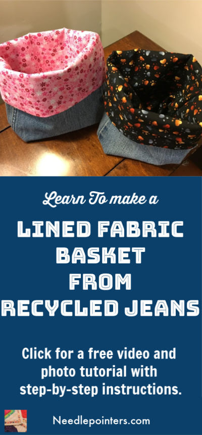 Lined Recycled Jean Fabric Basket