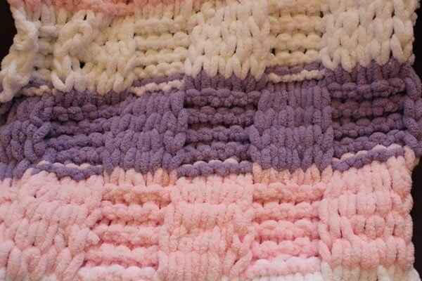 color block loopy yarn blanket