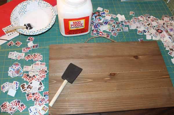 Patriotic Postage Stamp Flag Plaque - Supplies