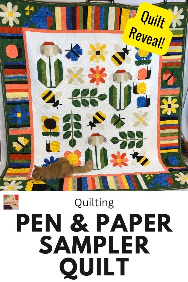 Pen & Paper Sampler Quilt - pin