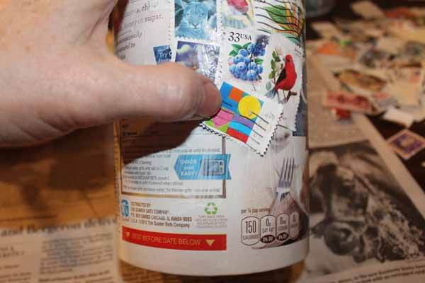 Postage Stamp Decoupage Container - Place Stamps