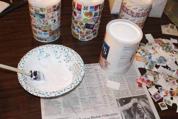 Postage Stamp Decoupage Container - Supplies