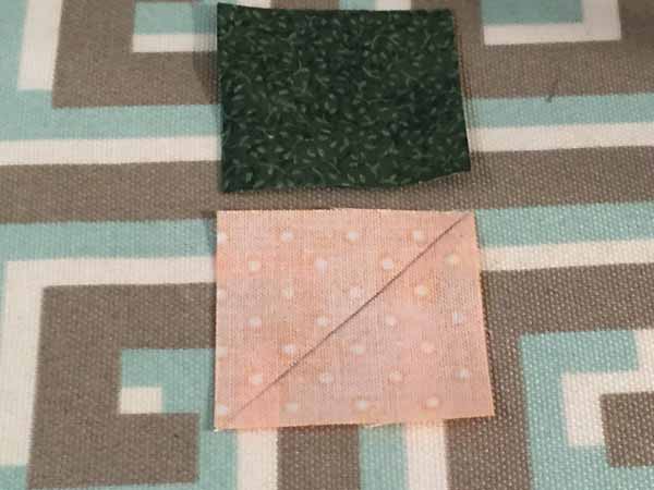 Pumpkin Mug Rug Tutorial - Half Square Triangle Mark Line