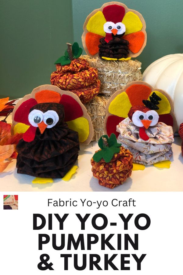 DIY Yo-yo Pumpkin & Turkey - pin