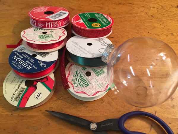 Ribbon Filled Ornament - Gather Supplies