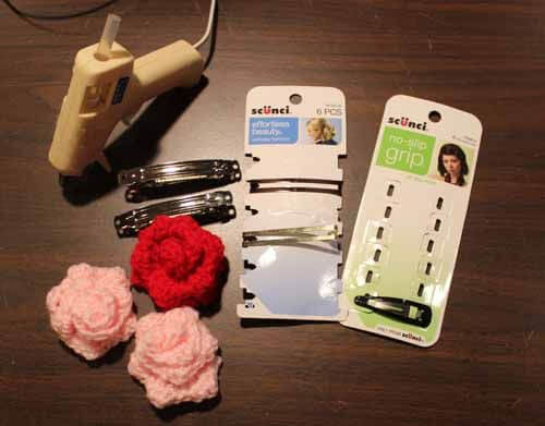 Crocheted Rose Barrette
