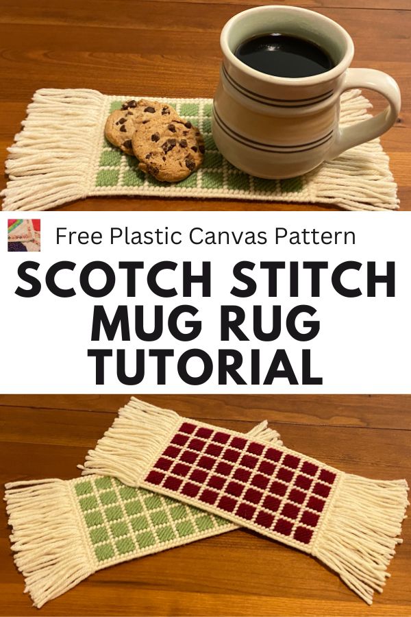 Scotch Stitch Mug Rug Tutorial & Free Pattern - pin