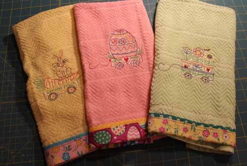 Machine Embroidered Spring Towels