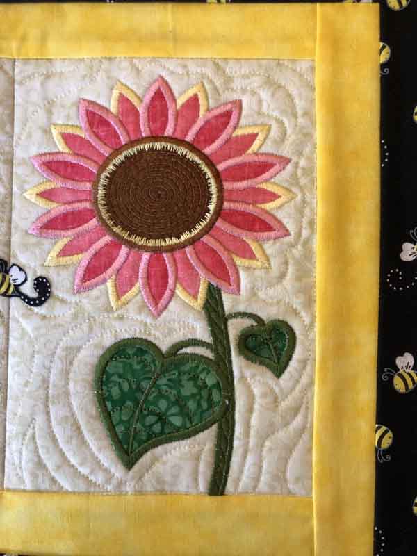 Sunflowers & Bees Table Runner - Close Up Block 5