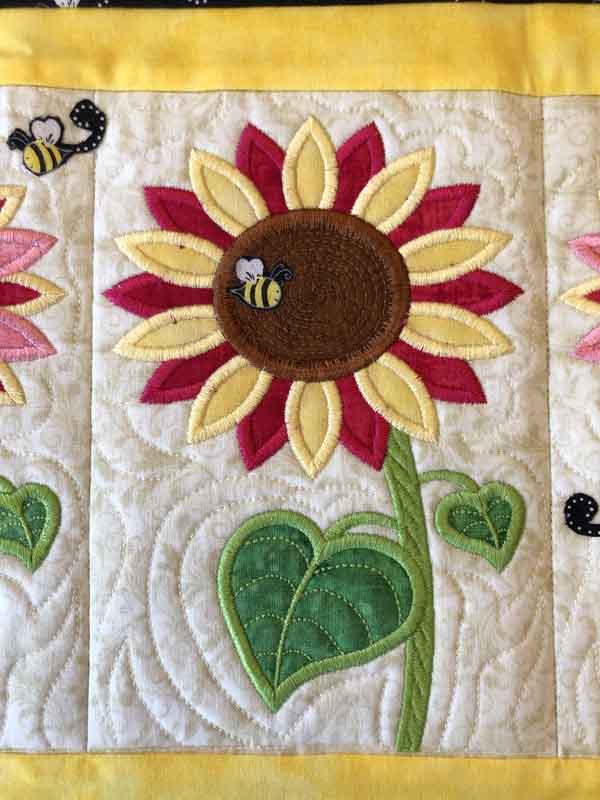 Sunflowers & Bees Table Runner - Close Up Block 2