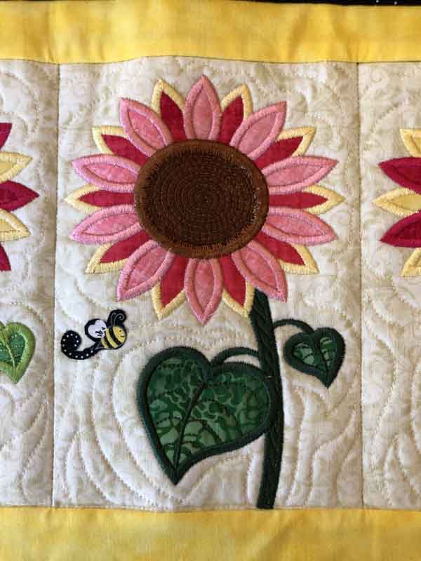 Sunflowers & Bees Table Runner - Close Up Block 3
