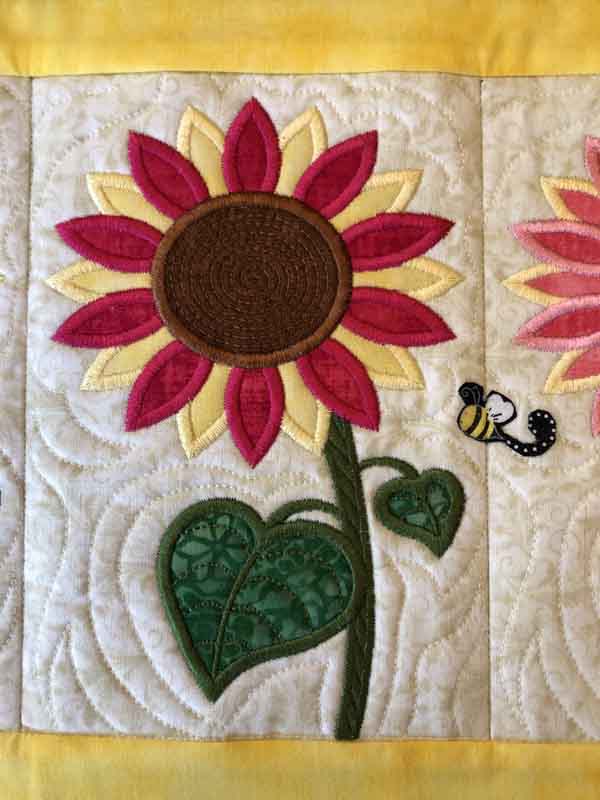 Sunflowers & Bees Table Runner - Close Up Block 4