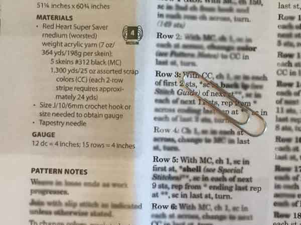 Don't lose place in pattern for Crochet & Knitting - Closeup