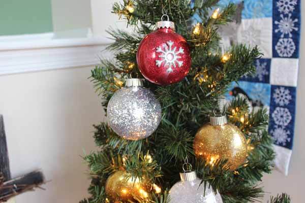 Glitter Ornament Tutorial - Ornaments on Tree