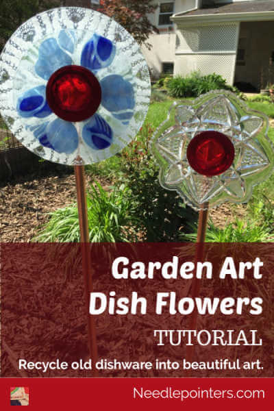 Garden Art Dish Glass Flowers - Pin